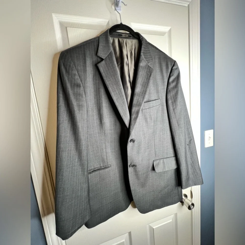 Arnold Brant Saks 44R Wool Cashmere Gray Blue Stripe Sports Coat Jacket 44 R
